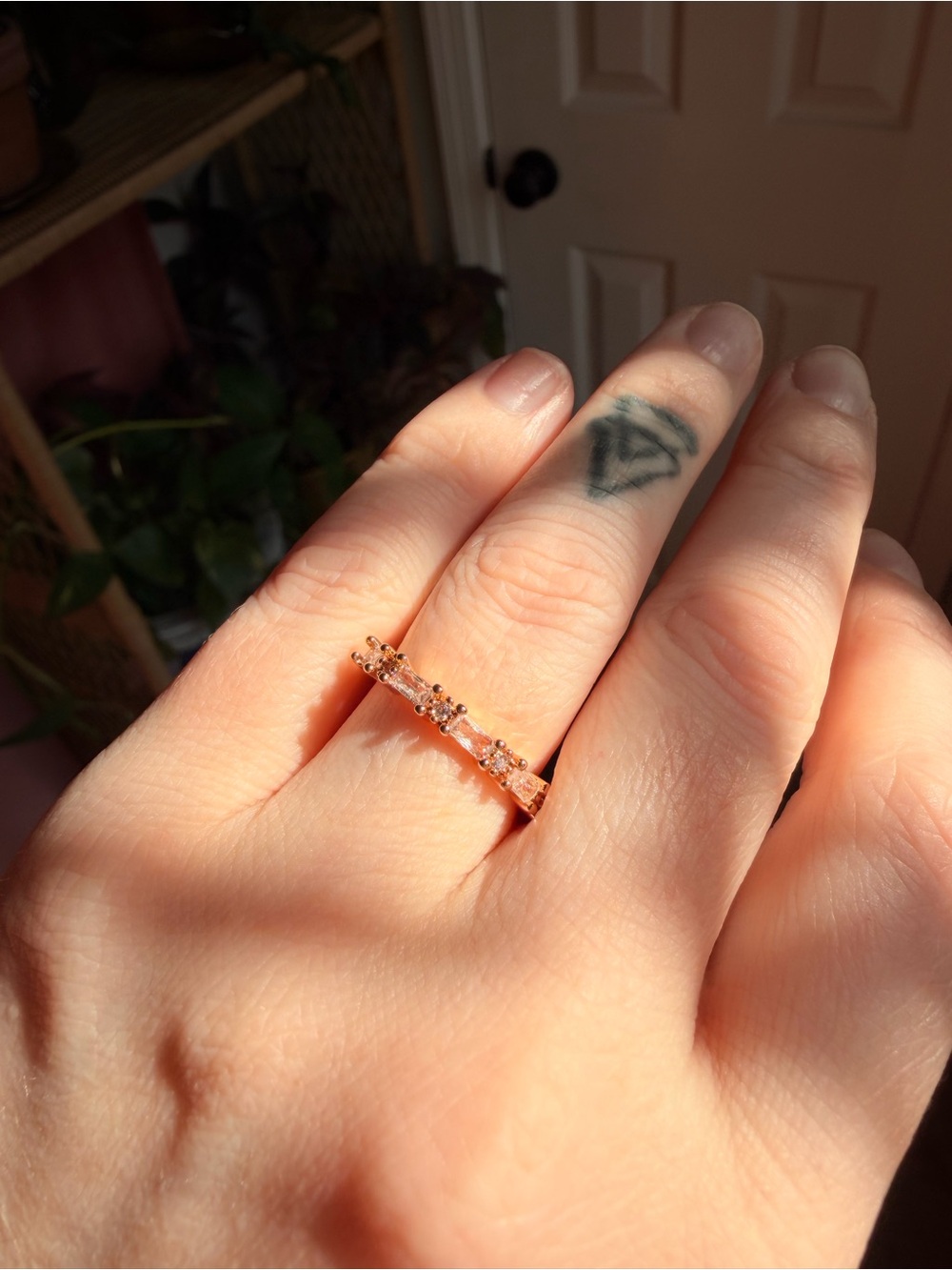 Rose Gold Cubic Zirconia Stackable Band - Women Jewelry sz 7